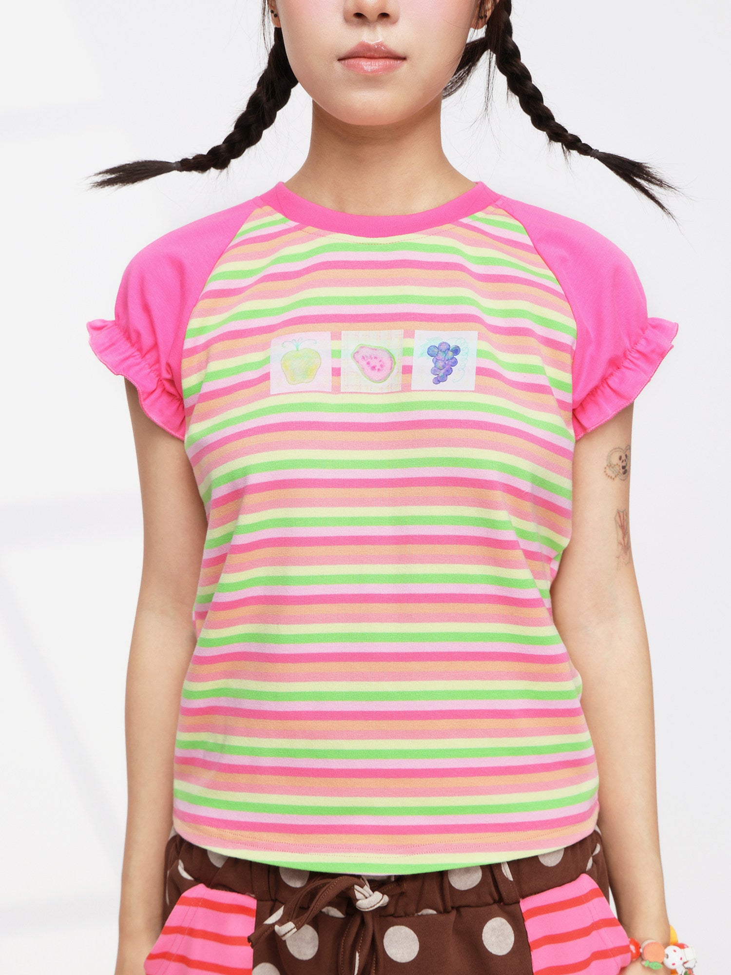 FRUITS - Stripe Puff Sleeve Tee tshirt Fruits