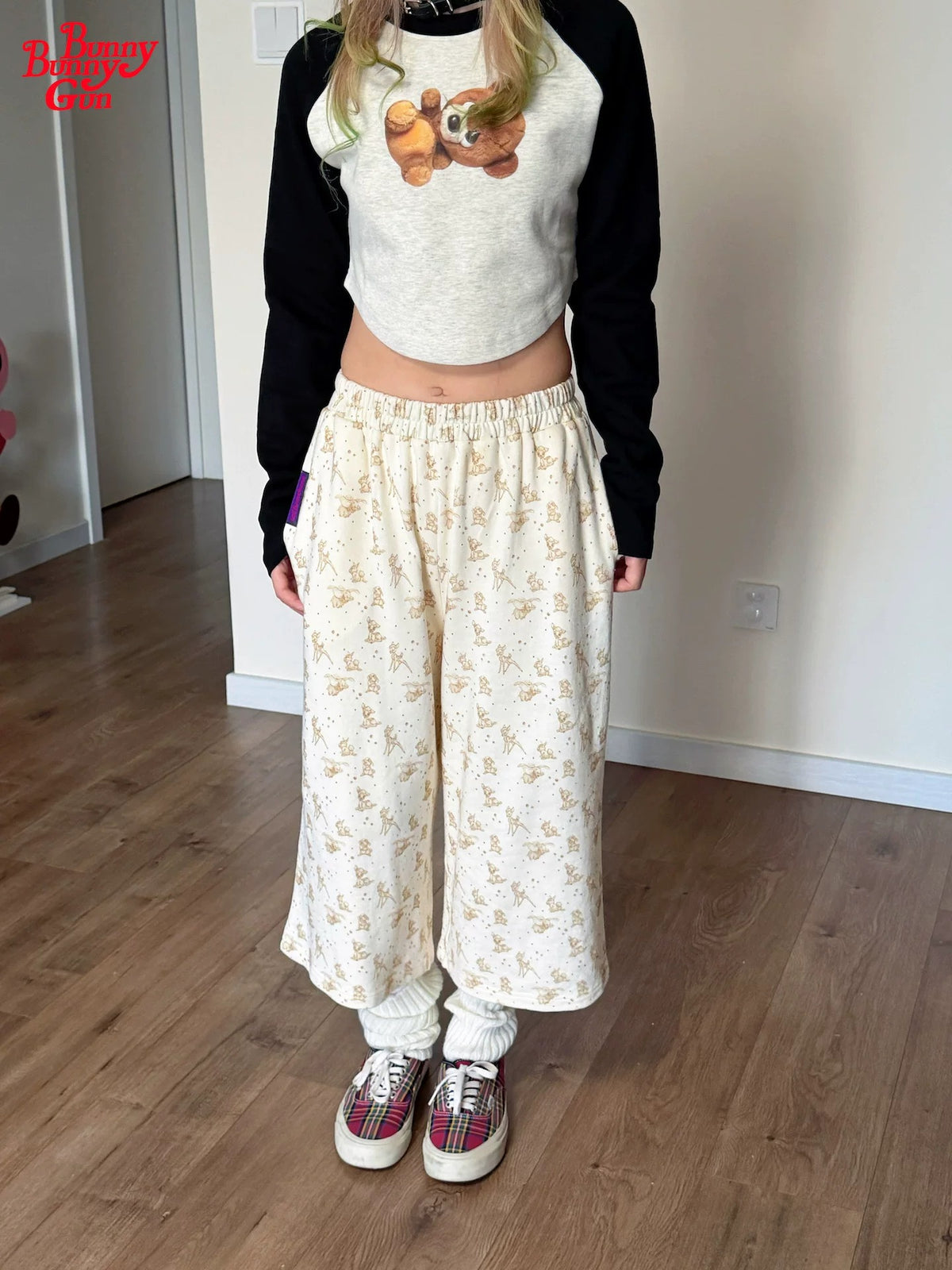 bunnybunnygun - Oversized Elastic Waist Cropped Pants pants bunnybunnygun