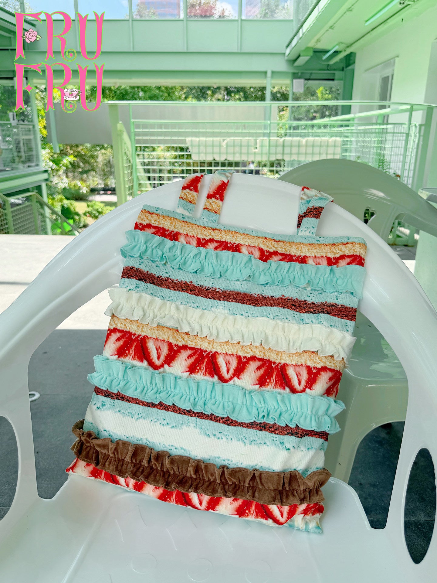frufru - Kawaii Cake Print Corduroy Canvas Tote Bag bag frufru