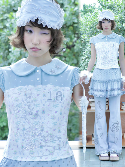Hashtag DDD - French Doll Collar Puff Sleeve Tee tee Hashtag DDD
