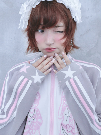 Hashtag DDD - Kawaii Rhinestone Twin-Star Jacket jacket Hashtag DDD