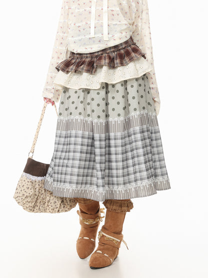 Languid Park - Polka Dot Plaid Puff Skirt