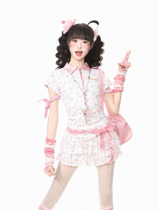 Languid Park - Lace Bow Cake Skirt Set set Languid Park