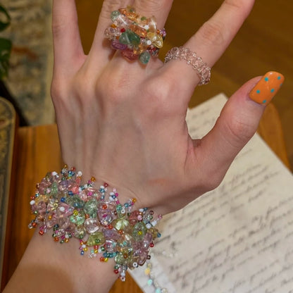 Kiwi Store - Colorful Chip Stone Bracelet & Ring Set accessory kiwi store