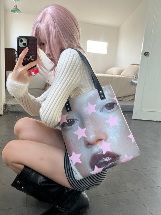 Oogreenapple - Star Print PU Shoulder Bag bag Oogreenapple