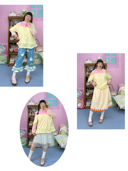 shishihshop - Pink Layered Asym Tee shirt shishihshop