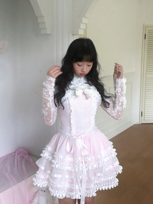 Daytoday Everyday Institute – Layered Ruffle Bow Cake Dress dress daytoday everyday institute