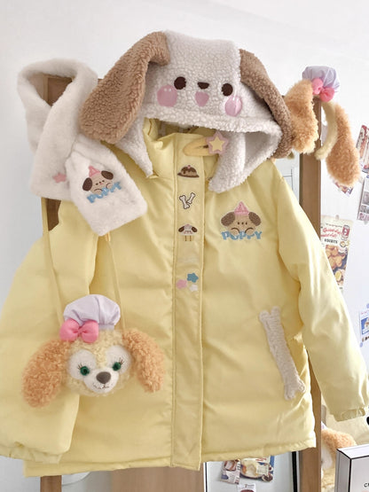 Blurred Bear - Kawaii Puppy Embroidered Down Jacket coat Blurred Bear S