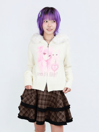 NIHONKIDS - Cat Print Zip Hoodie sweater NIHON KIDS