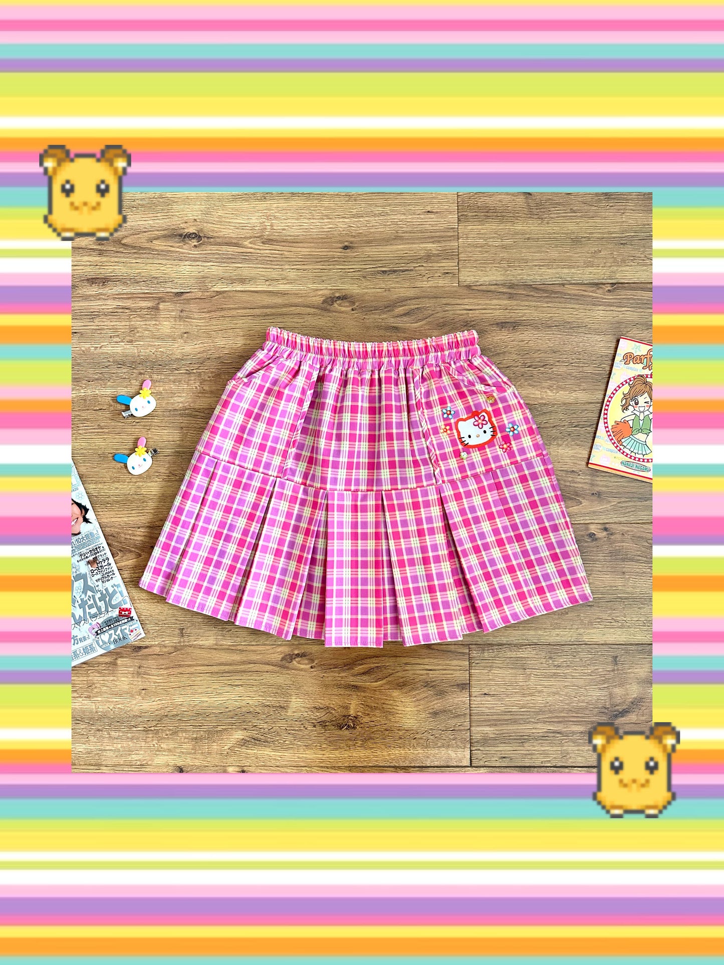 Bodytalk - Kitty Pink Orange Mini Skirt skirt bodytalk