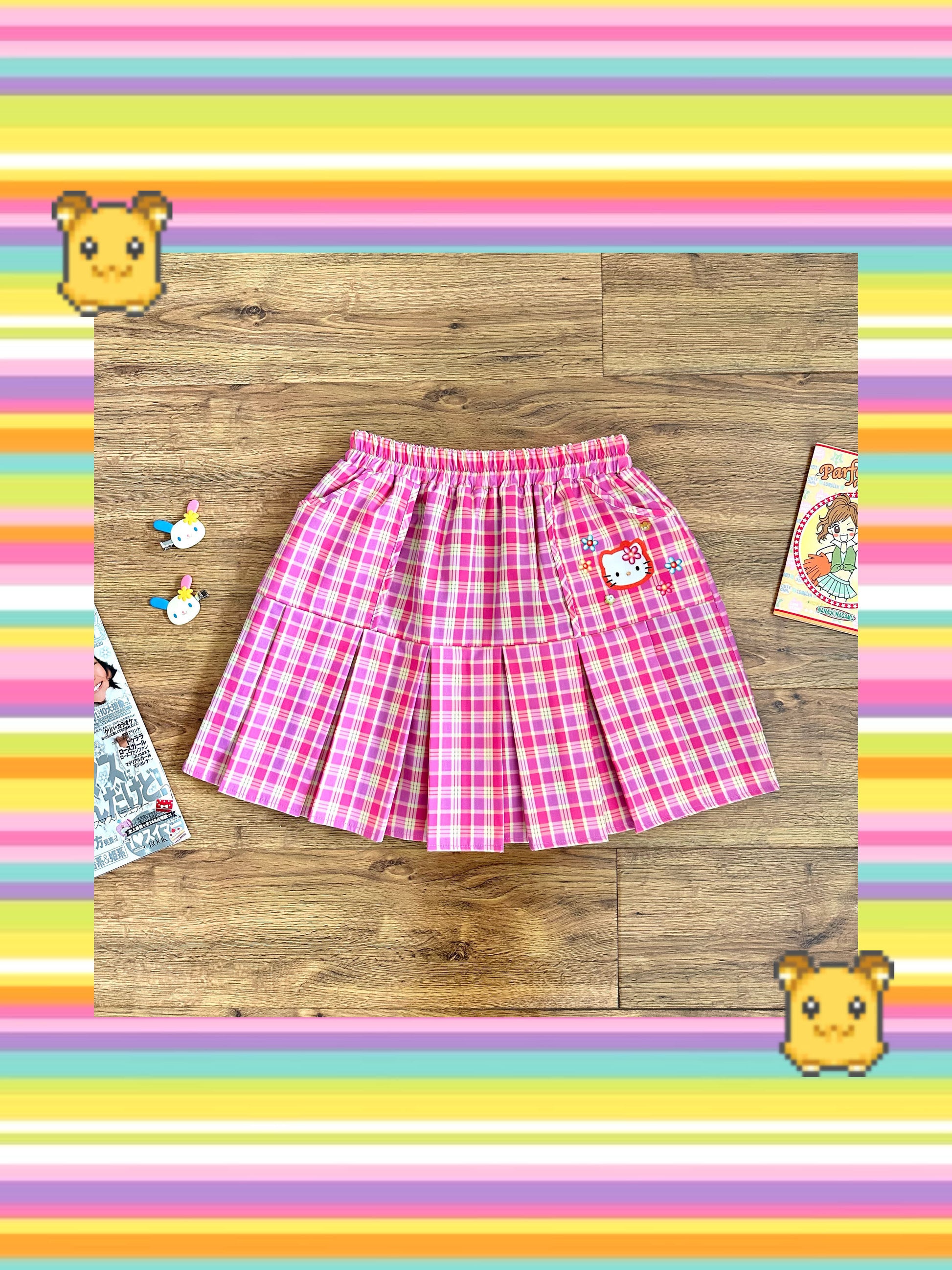 Bodytalk - Kitty Pink Orange Mini Skirt skirt bodytalk