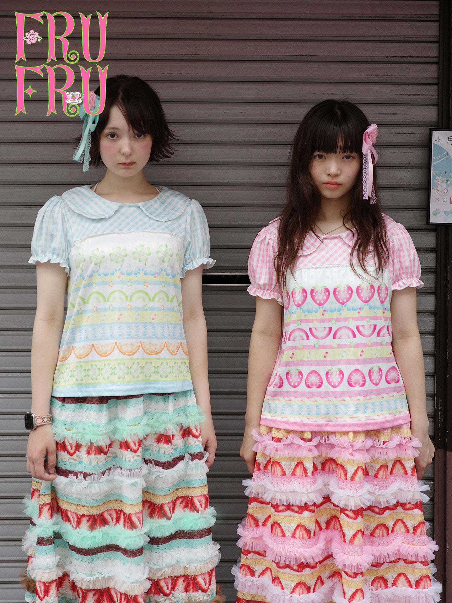 frufru - Strawberry Lime Clover Print T-Shirt | Kawaii Harajuku Summer Fashion blouse frufru