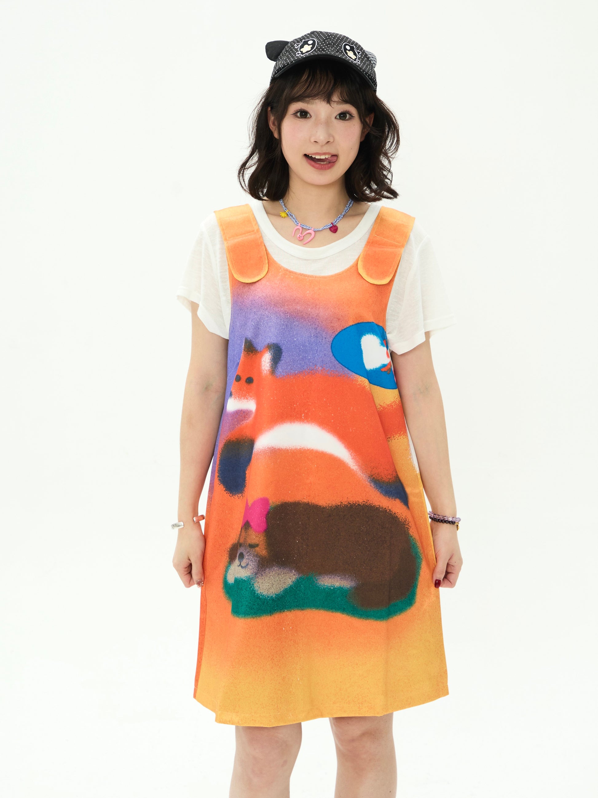 Robootoo - Fox Print Oversized Cami Dress dress Robootoo