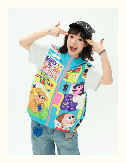 Robootoo - Color Print Zip-Up Hooded Vest vest Robootoo