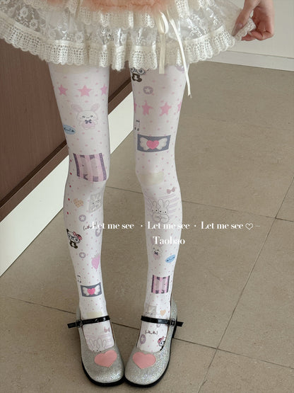 LET ME SEE - Cute Cartoon Printed Tights tights let me see