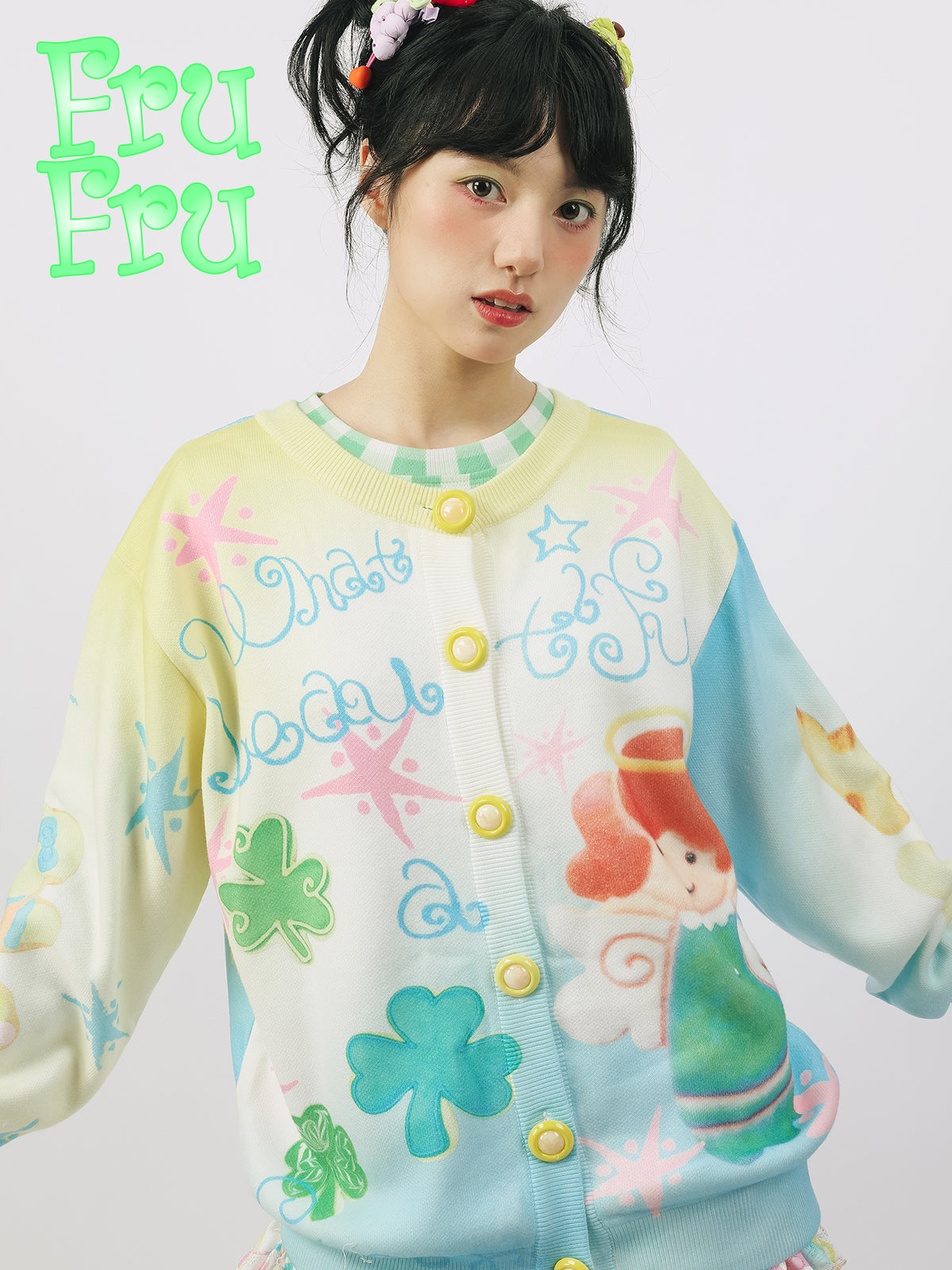 frufru Reversible Cardigan | Cute Print Knit Cardigan cardigan frufru