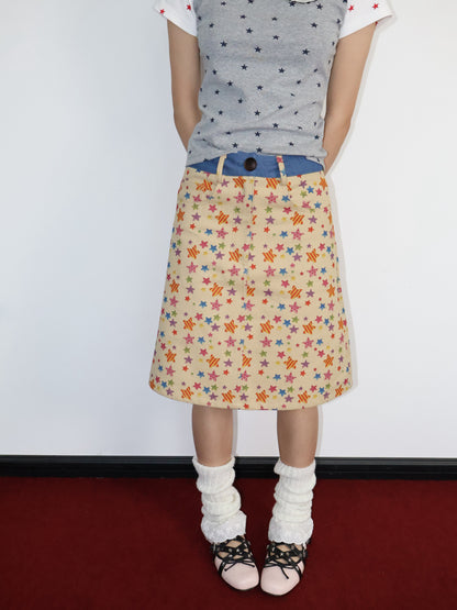 OurHappy - Khaki Candy Star A-Line Skirt skirt Our Happy