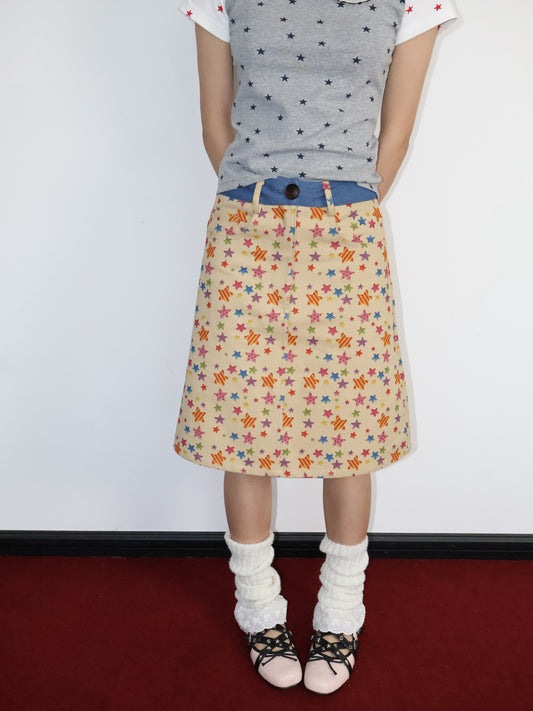 OurHappy - Khaki Candy Star A-Line Skirt skirt Our Happy