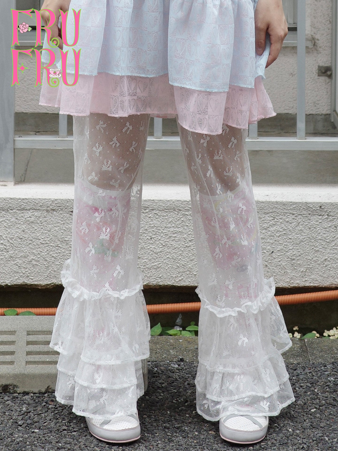 frufru - Lace Bow Flare Pants | Y2K Girly Kawaii Japanese Fashion pants frufru