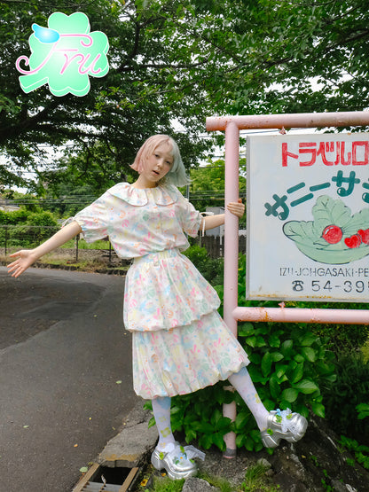 frufru Candy Print Skirt | Sweet Girl Tulip A-Line Skirt skirt Land Decora