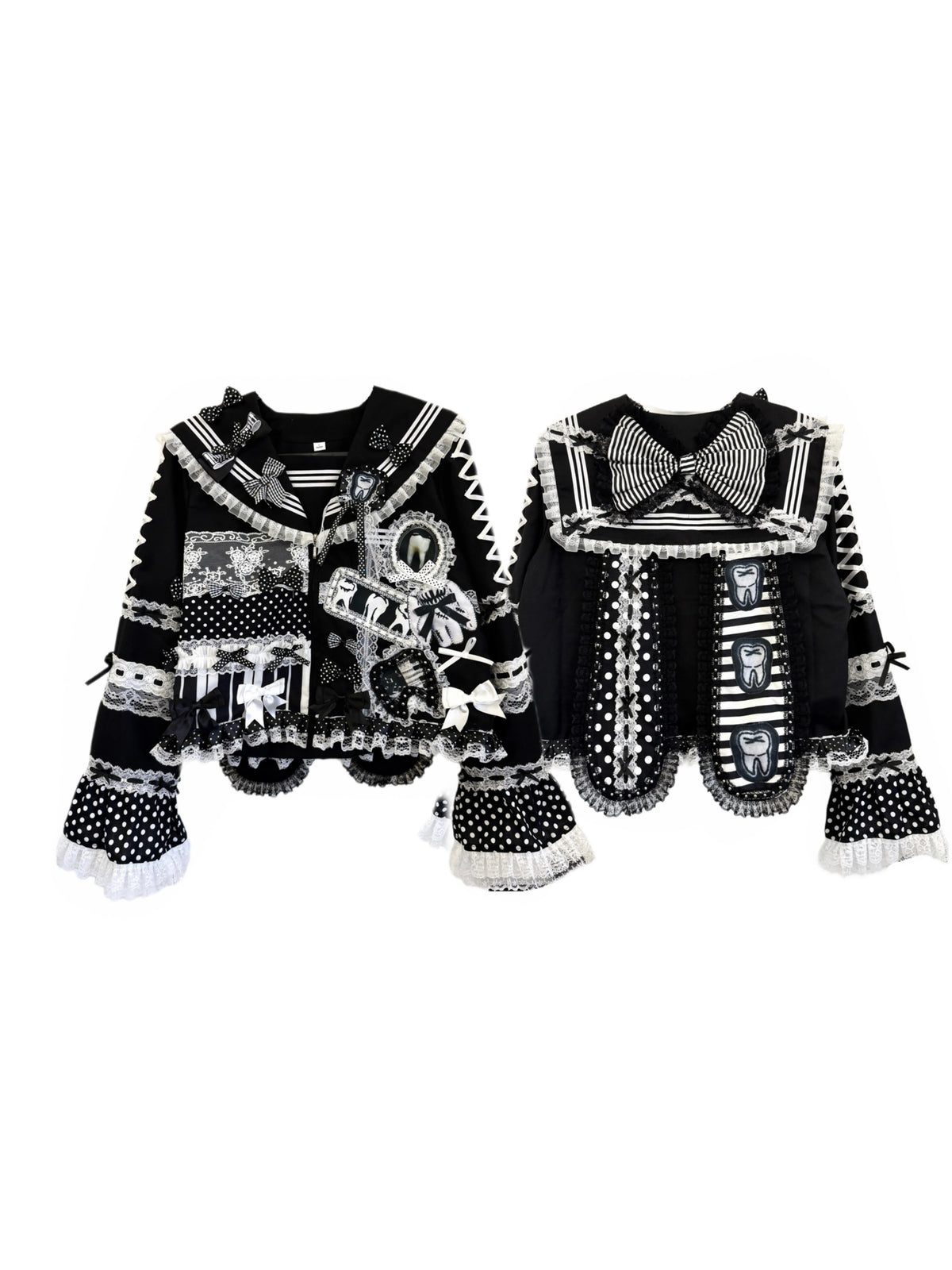 Red Devil - Black White Polka Dot Sailor Set shirt Red Devil