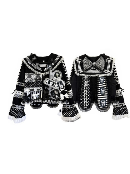 Red Devil - Black White Polka Dot Sailor Set shirt Red Devil