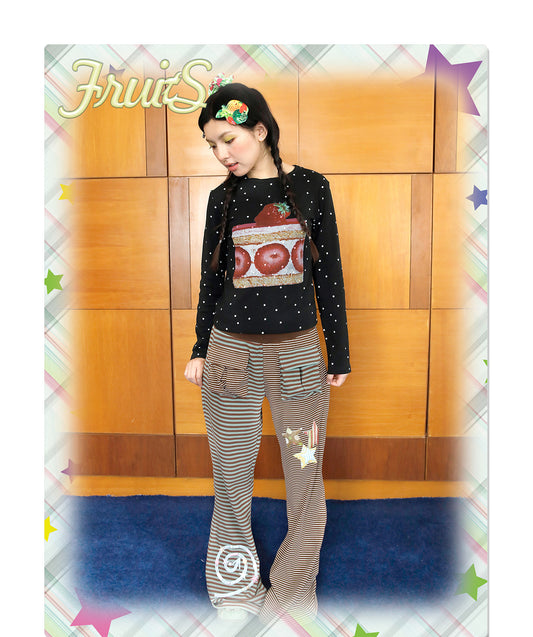 FRUITS - Kawaii Strawberry Cake Polka Dot Long Sleeve Top shirt Fruits