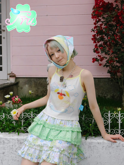 frufru Four-Leaf Clover Headscarf | Colorful Summer Silk Scarf Kerchief frufru