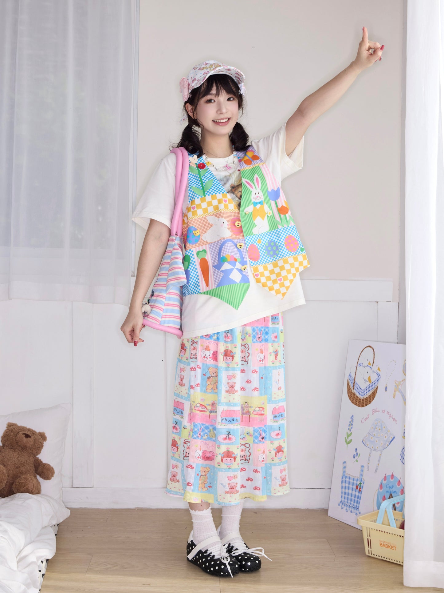 Robootoo - Pastel Print Loose Vest Top vest Robootoo