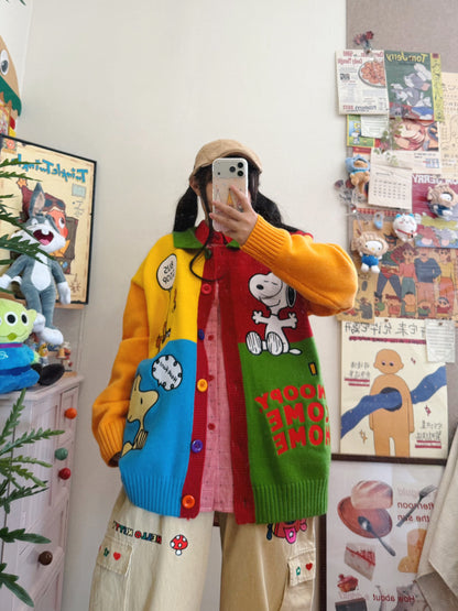 BIBULU - Kidcore Colorblock Cartoon Sweater cardigan BIBULU