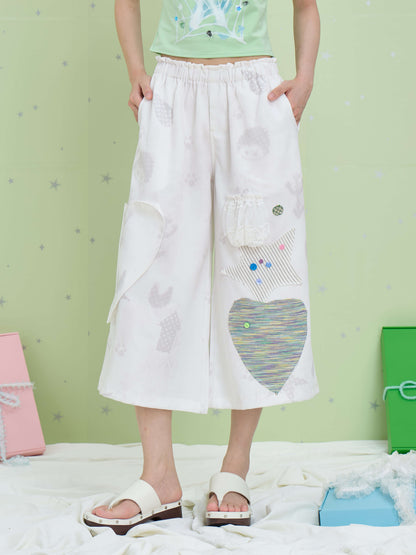 Moon Meadow - Patchwork Wide Leg Capri Pants shorts Moon Meadow S