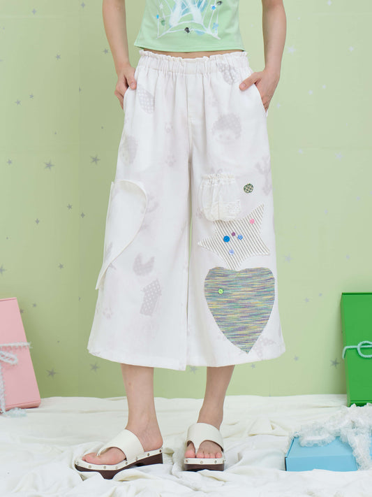 Moon Meadow - Patchwork Wide Leg Capri Pants shorts Moon Meadow S