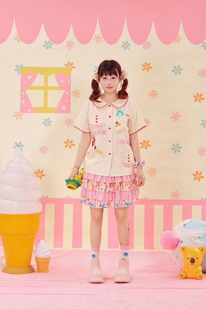 NIKKOU - Polka Dot Layered Skirt Shorts skirt Nikkou home