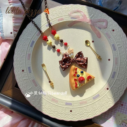Bear Doll - Pizza Beaded Statement Necklace