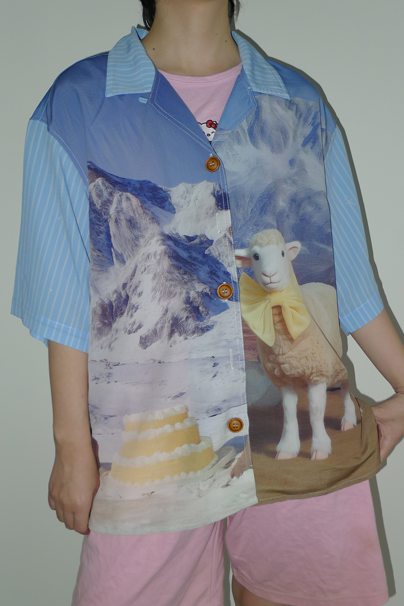 No Blue Today - Snow Mountain Cake Sheep Bow Shirt shirt No Blue Today