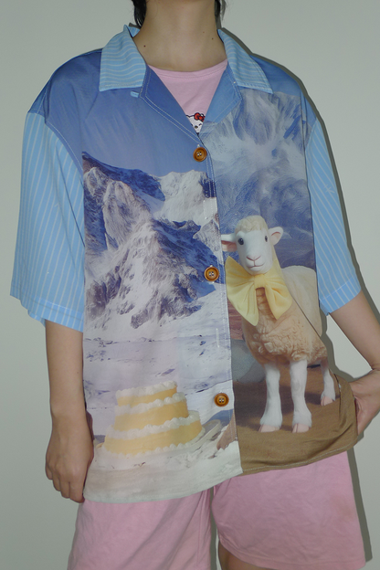 No Blue Today - Snow Mountain Cake Sheep Bow Shirt shirt No Blue Today