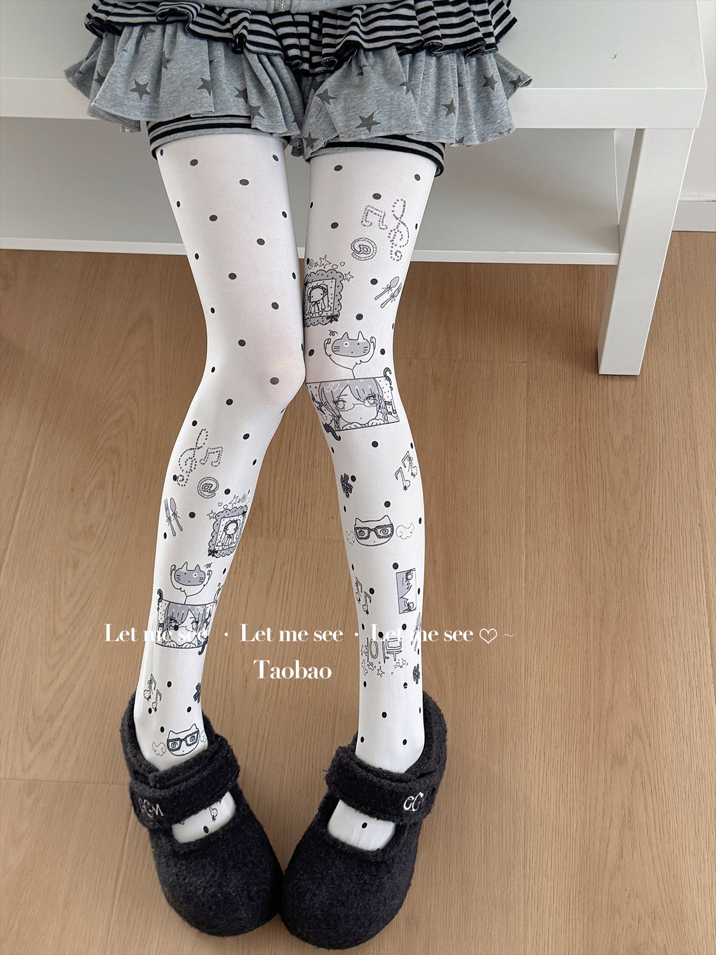 LET ME SEE - Y2K Graffiti Cartoon Tights tights let me see