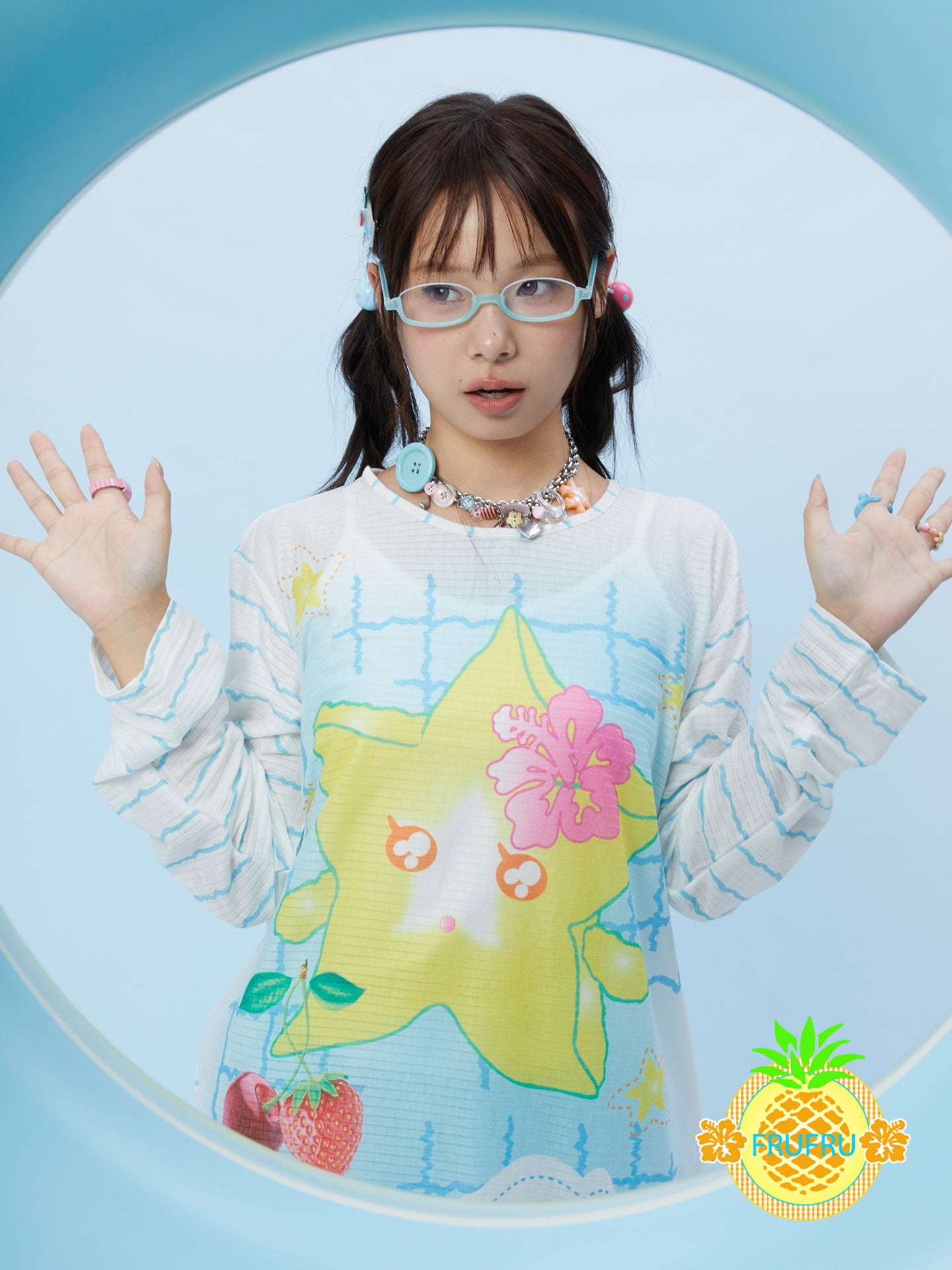 Frufru Starfruit Cartoon Print T-Shirt | Long Sleeve Kawaii Harajuku Top shirt frufru