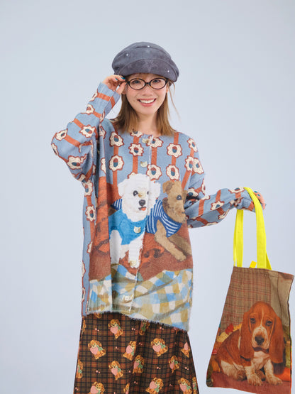 MeowMeow Bug - Kawaii Oak Dog Knit Cardigan