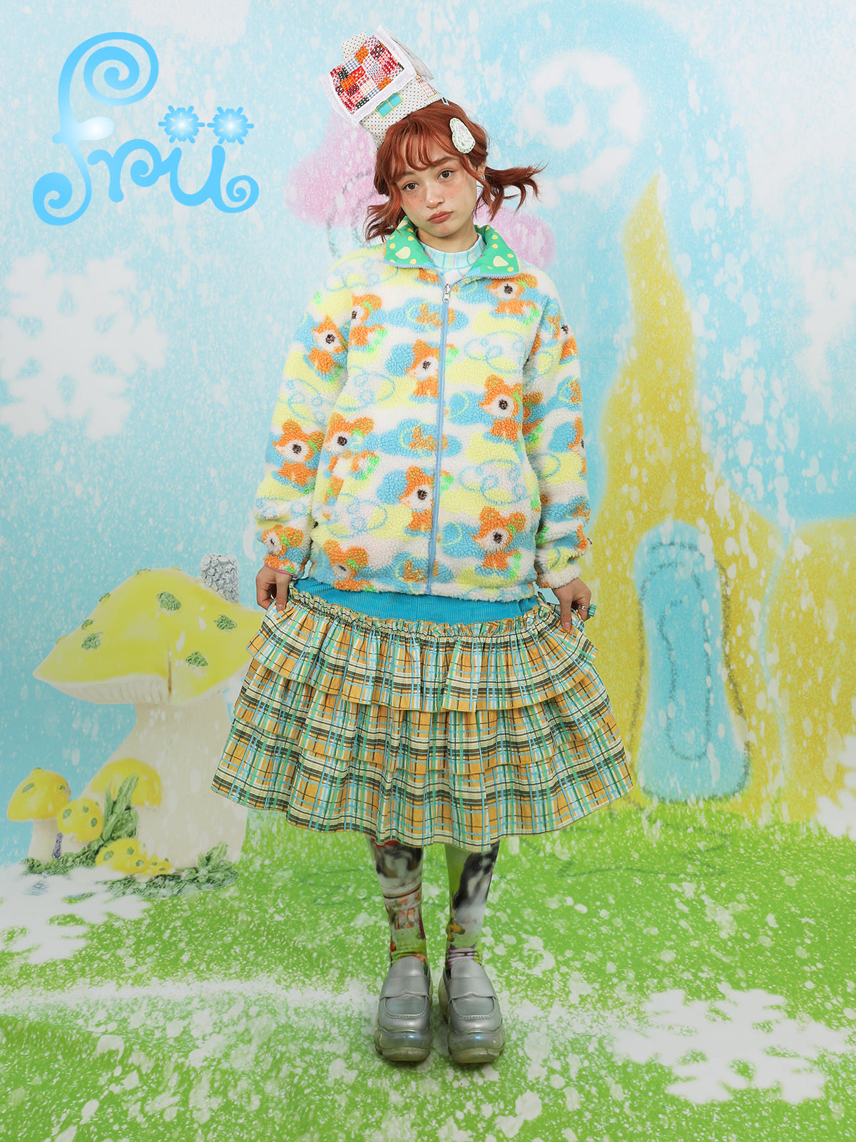 frufru Cartoon Fleece Jacket | Harajuku Reversible Teddy Coat coat frufru