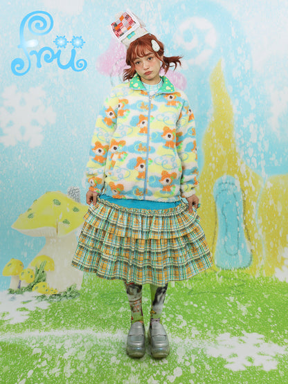 frufru Cartoon Fleece Jacket | Harajuku Reversible Teddy Coat coat frufru