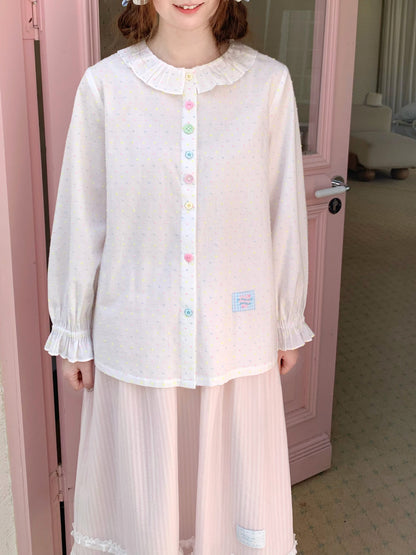 Peach Party - White Colorful Button Cardigan