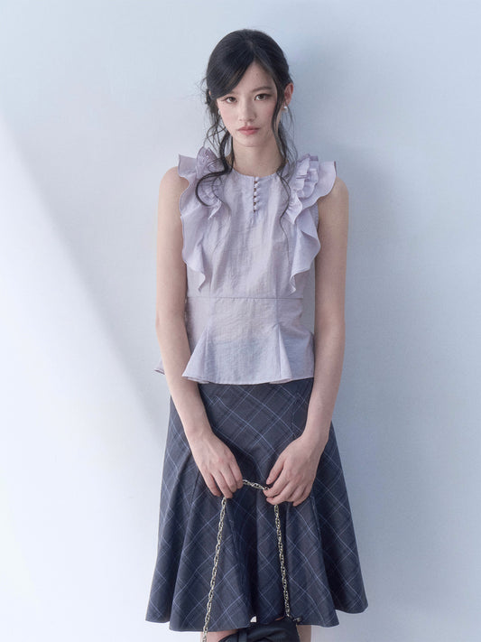 SOS SEAMSTRESS - Lilac Ruffle Crop Top shirt SOS SEAMSTRESS