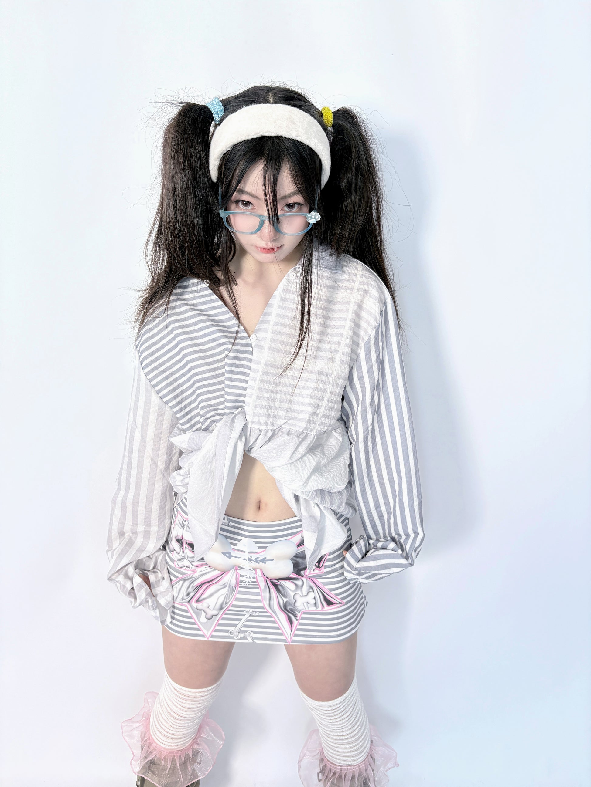LEERROO Loose Striped Shirt | Harajuku Casual Long Sleeve Blouse shirt Leerroo