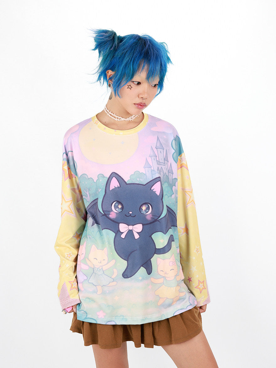 Nihonkids - Gothic Bat Cat Long Sleeve Tee shirt NIHON KIDS