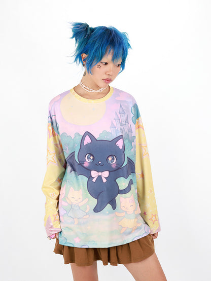 Nihonkids - Gothic Bat Cat Long Sleeve Tee shirt NIHON KIDS