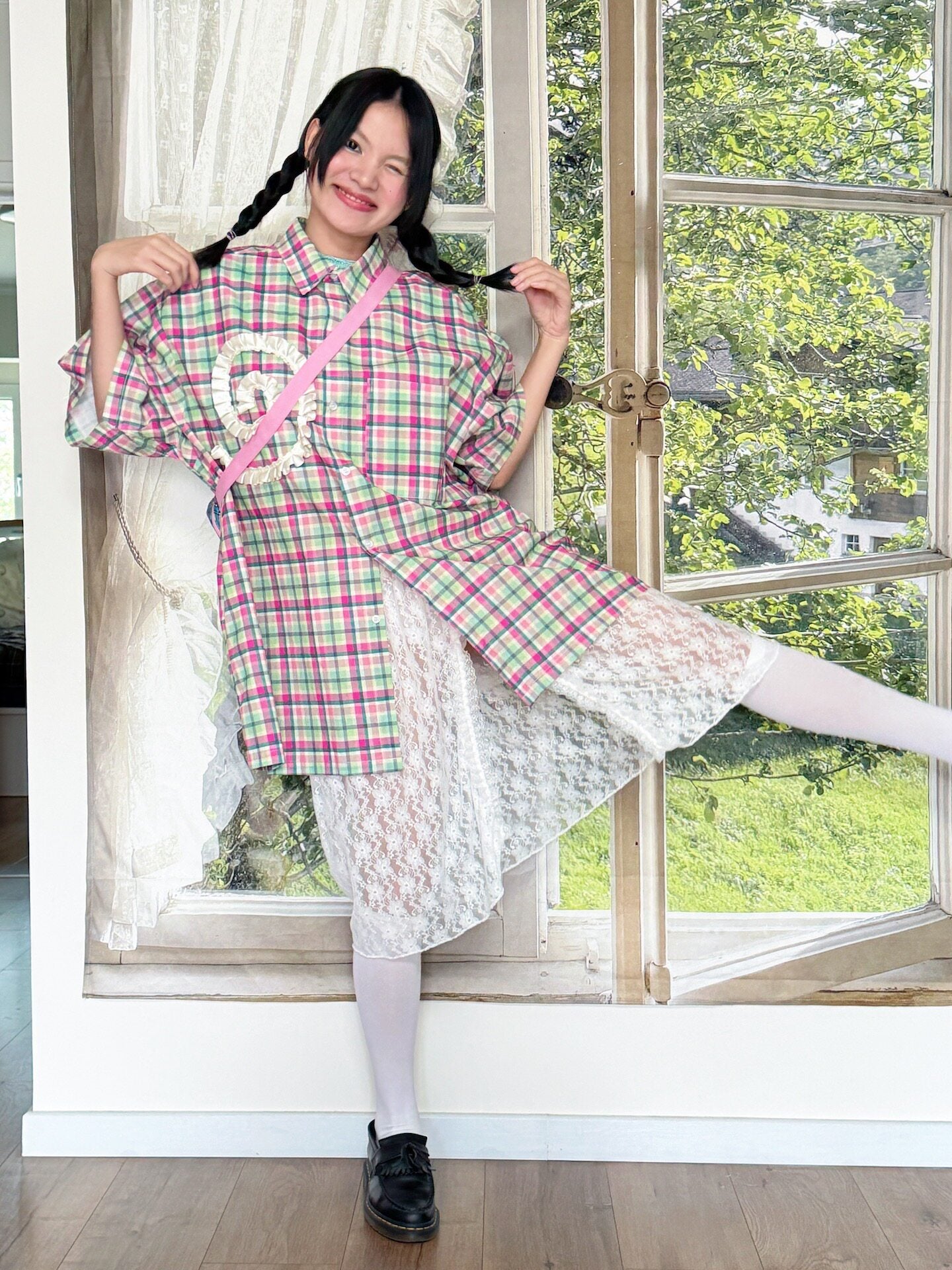 bunnybunnygun - Oversized Plaid Shirt shirt bunnybunnygun