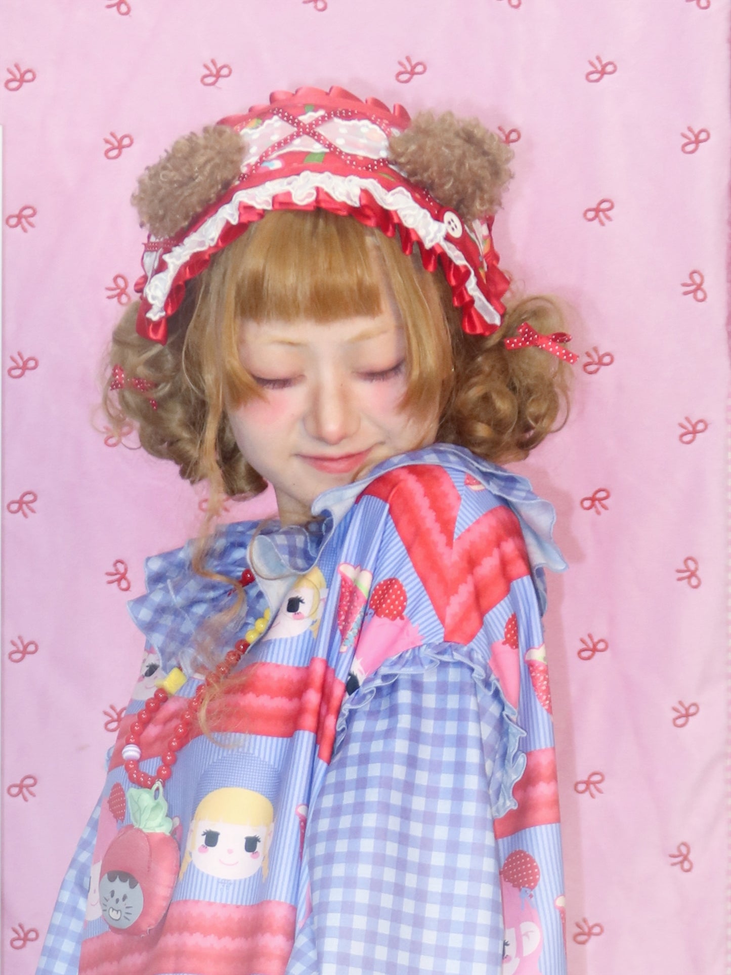 LULULULU - Kawaii Lolita Lace Red Bear Ears Headband headband LULULULU