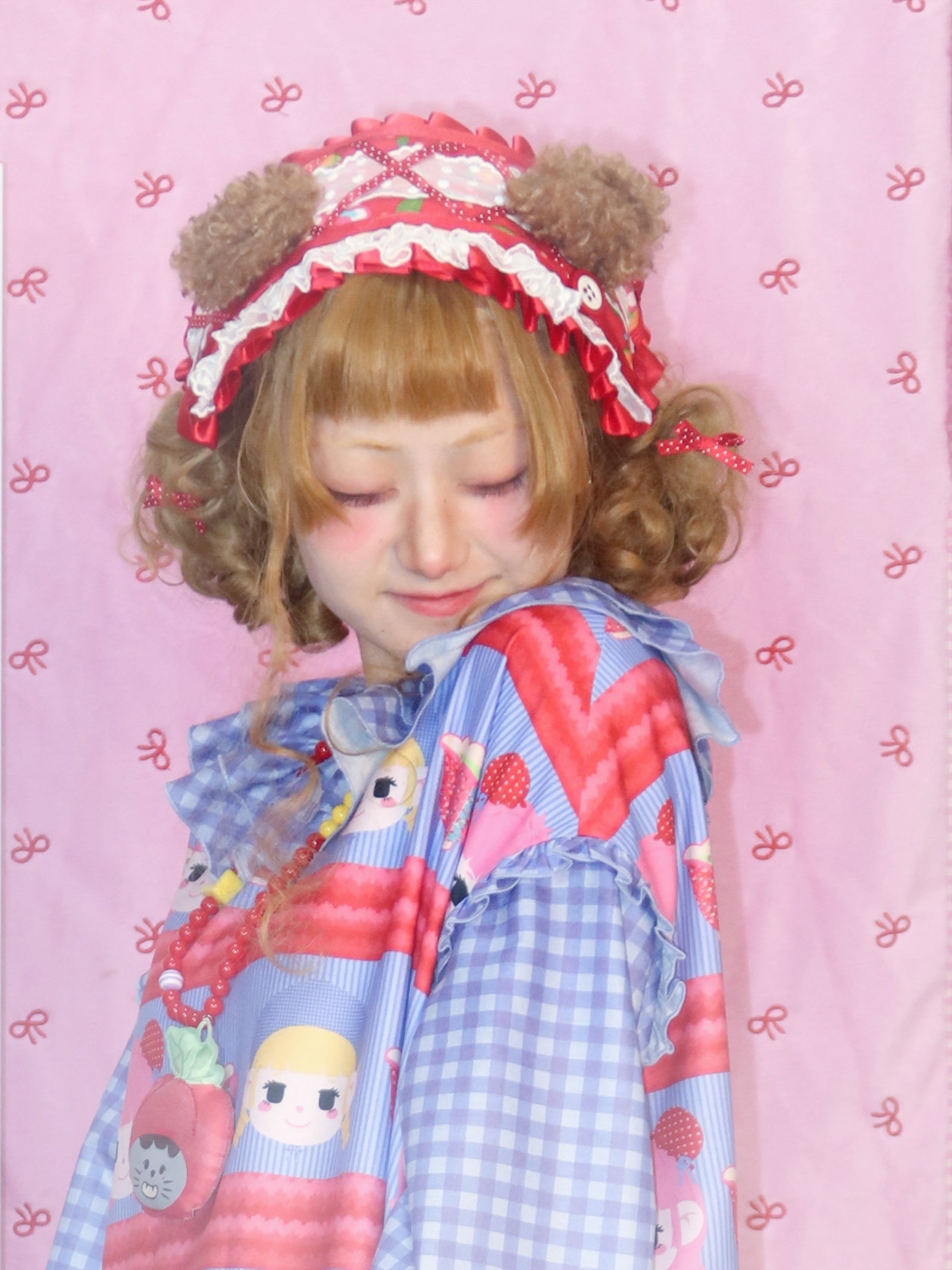 LULULULU - Kawaii Lolita Lace Red Bear Ears Headband headband LULULULU