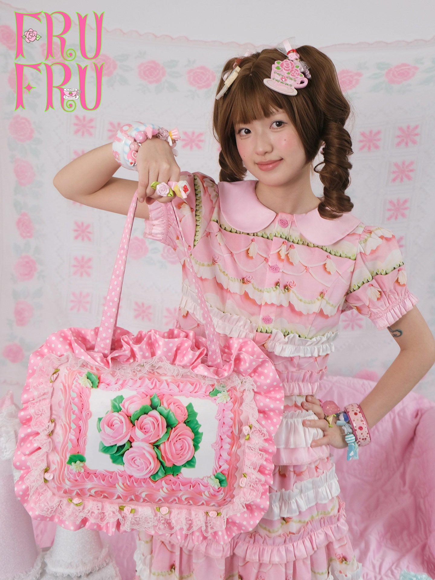 frufru - Vintage Rose Cake Shoulder Bag bag frufru